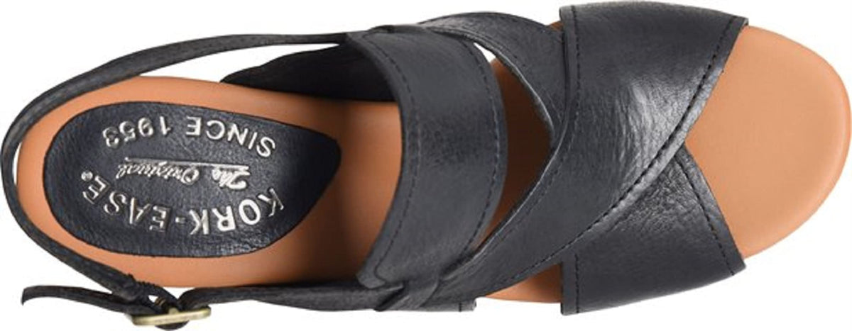 KORK-EASE Halley Women's Leather Heeled Sandals 10 Black