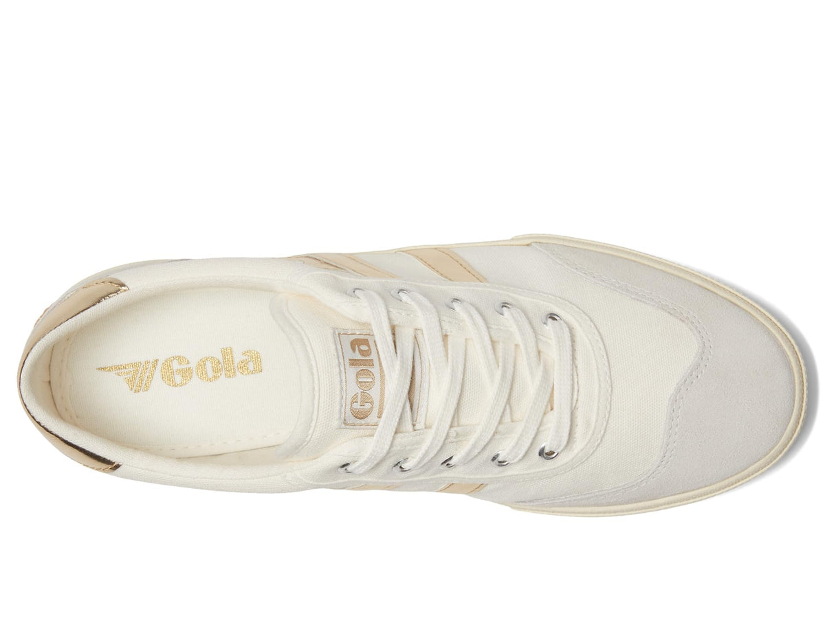 Gola Women's Badminton Sneaker, Off-White/Gold, 8.5