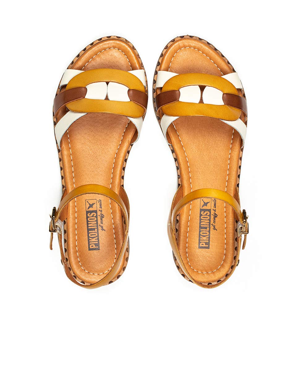 PIKOLINOS Flat Sandals Leather Algar for Woman Honey