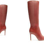 SCHUTZ Women's Mikki Up Boots 7.5 Red/Brown