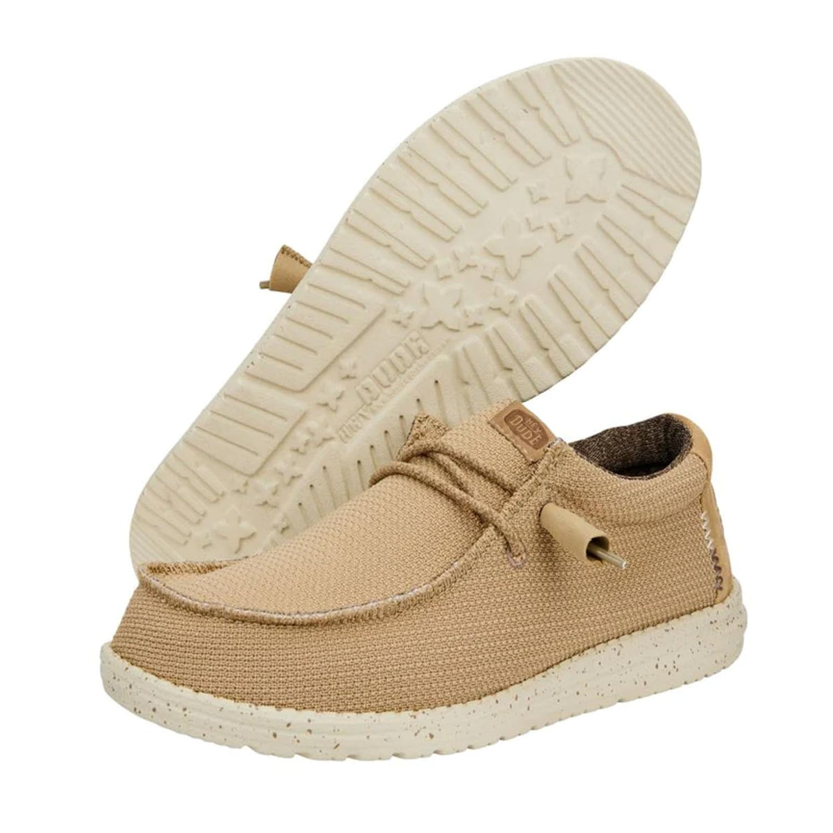 HEYDUDE Boy's Wally Youth Sport Mesh Tan Size 5 | Boy's Shoes | Boy's Slip-on Loafers | Comfortable & Light-Weight