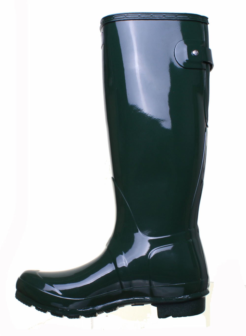 Hunter Original Back Adjustable Gloss Rain Boots for Women - Nylon Lining with Cushioned Footbed, Multilayered Sponge Insole, and Pull-On DesignGreen 8 M