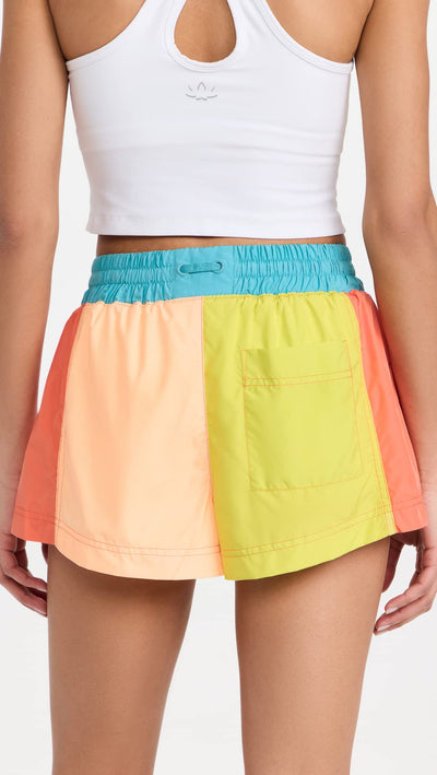 Free People Women's Invigorate Colorblock Shorts, Lime Combo, M