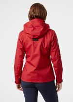 Helly Hansen Women's Crew Hooded Midlayer Fleece Lined Waterproof Rain Jacket, 162 Red, Medium