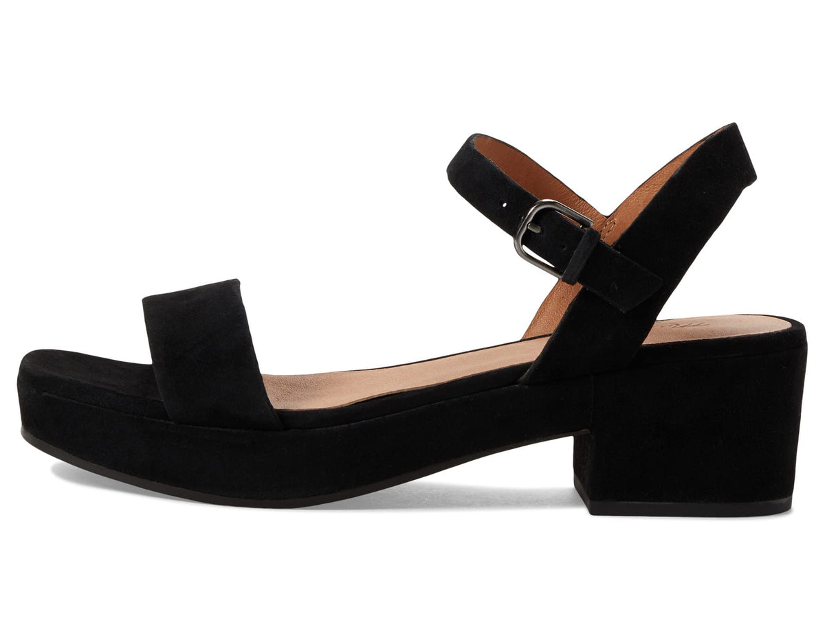 Madewell Sora Flatform Sandal Suede for Women - Open Square Toe and Block Heel Design, Elegant and Durable Sandals True Black 10 M