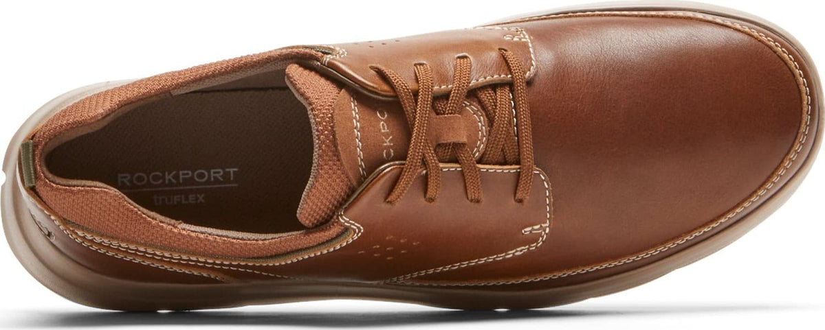 Rockport Men's Truflex Cayden Plain Toe , Catechu Wood Leather, 6.5 Wide