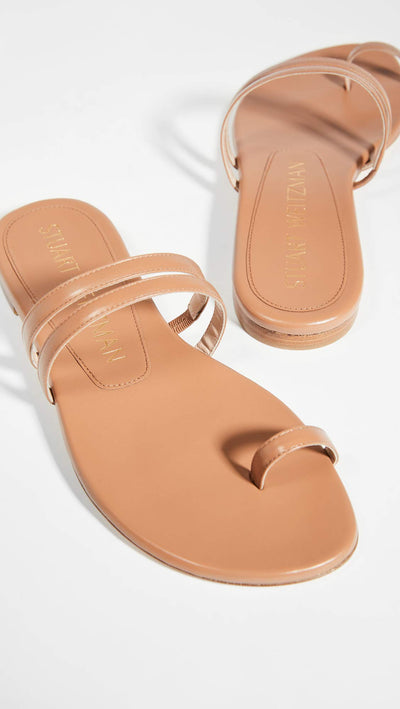 Stuart Weitzman Leonita Slide Tan Smooth Calf 5.5