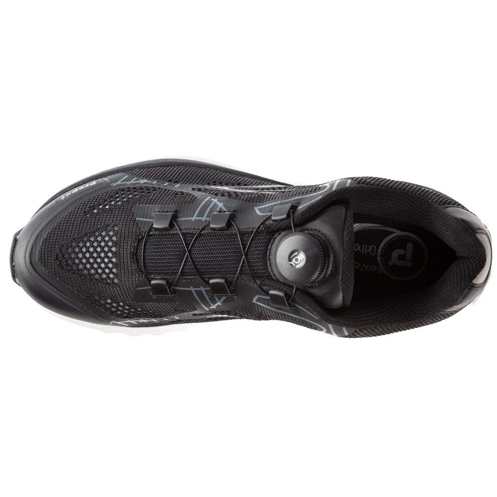 Propet Men's One Reel Fit Sneaker, Black/Dark Grey, 09H 5E US