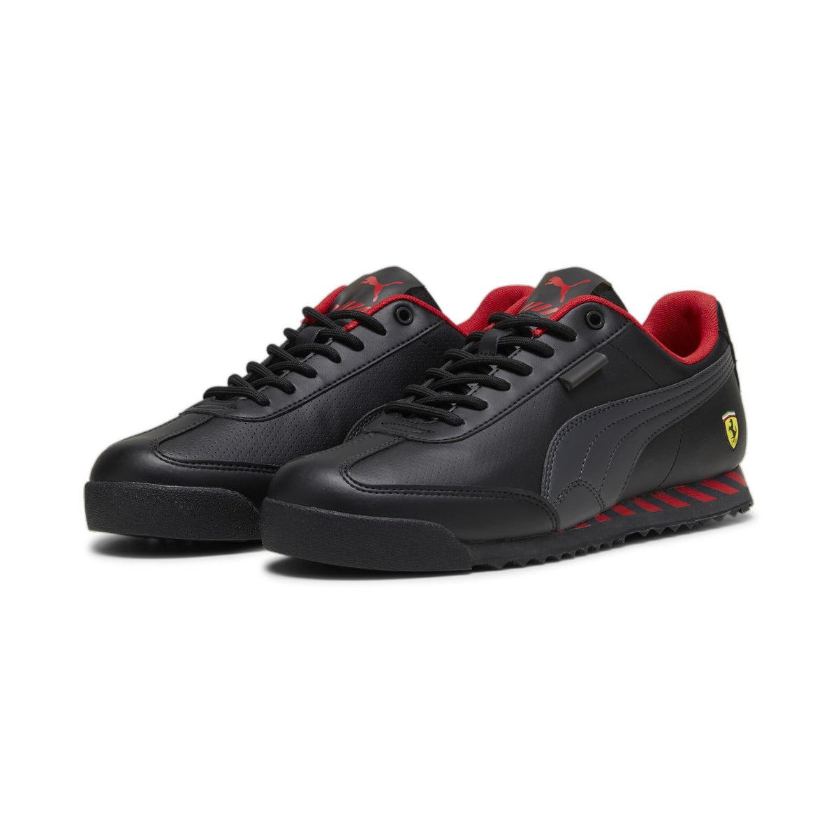 PUMA Mens Ferrari Roma Via Sneaker, Mens Black-Flat Dark Gray, 14