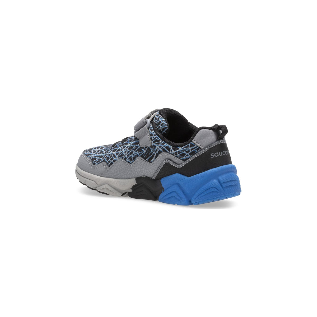 Saucony Flash Alternative Closure 2.0 Sneaker, Grey/Black/Blue, 3.5 Wide US Unisex Big_Kid