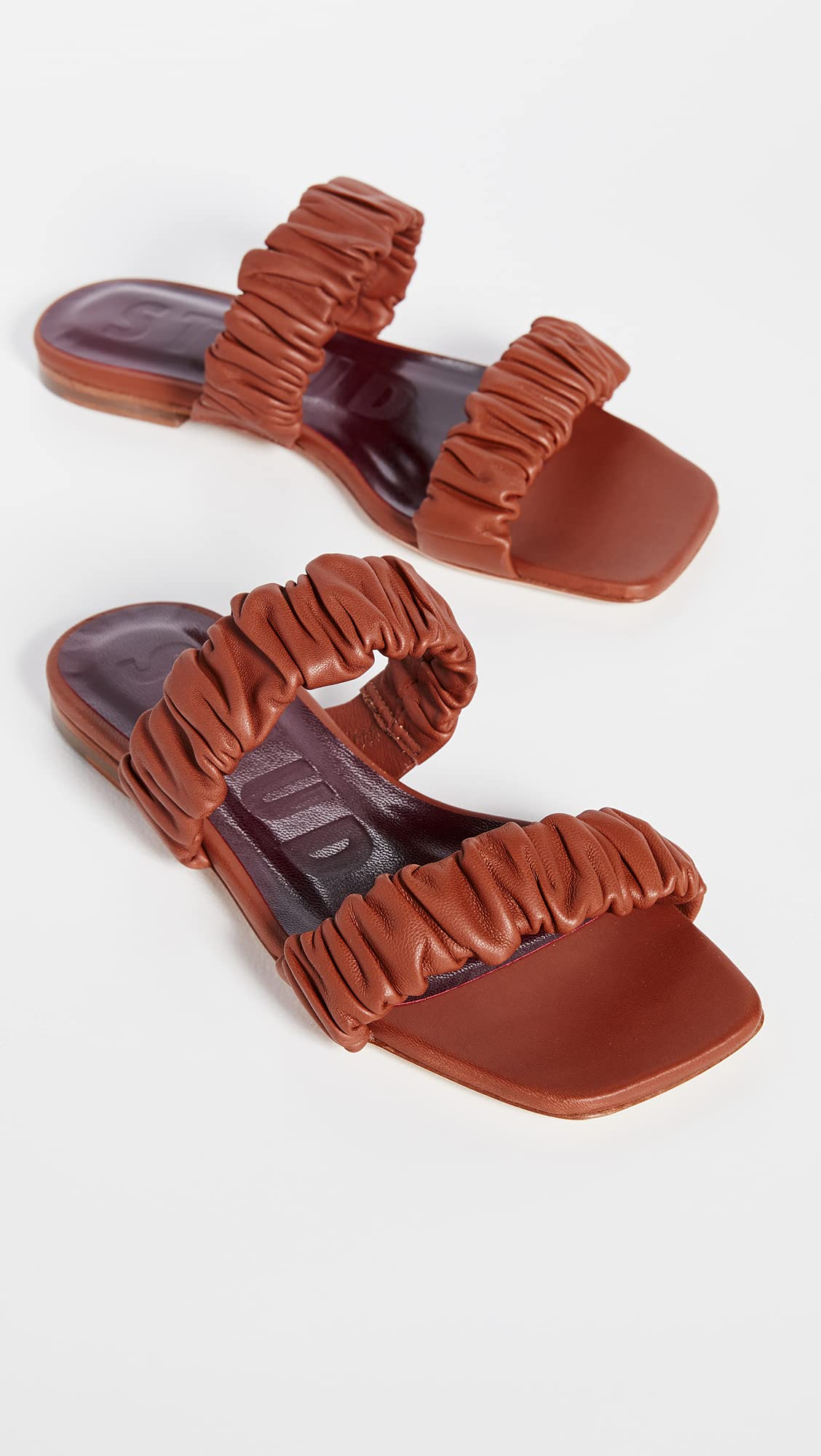 STAUD Women's Maya Ruched Sandals 9 Tan