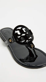 Tory Burch Women's Miller Patent Thong Sandal, Black, 10.5 Medium US