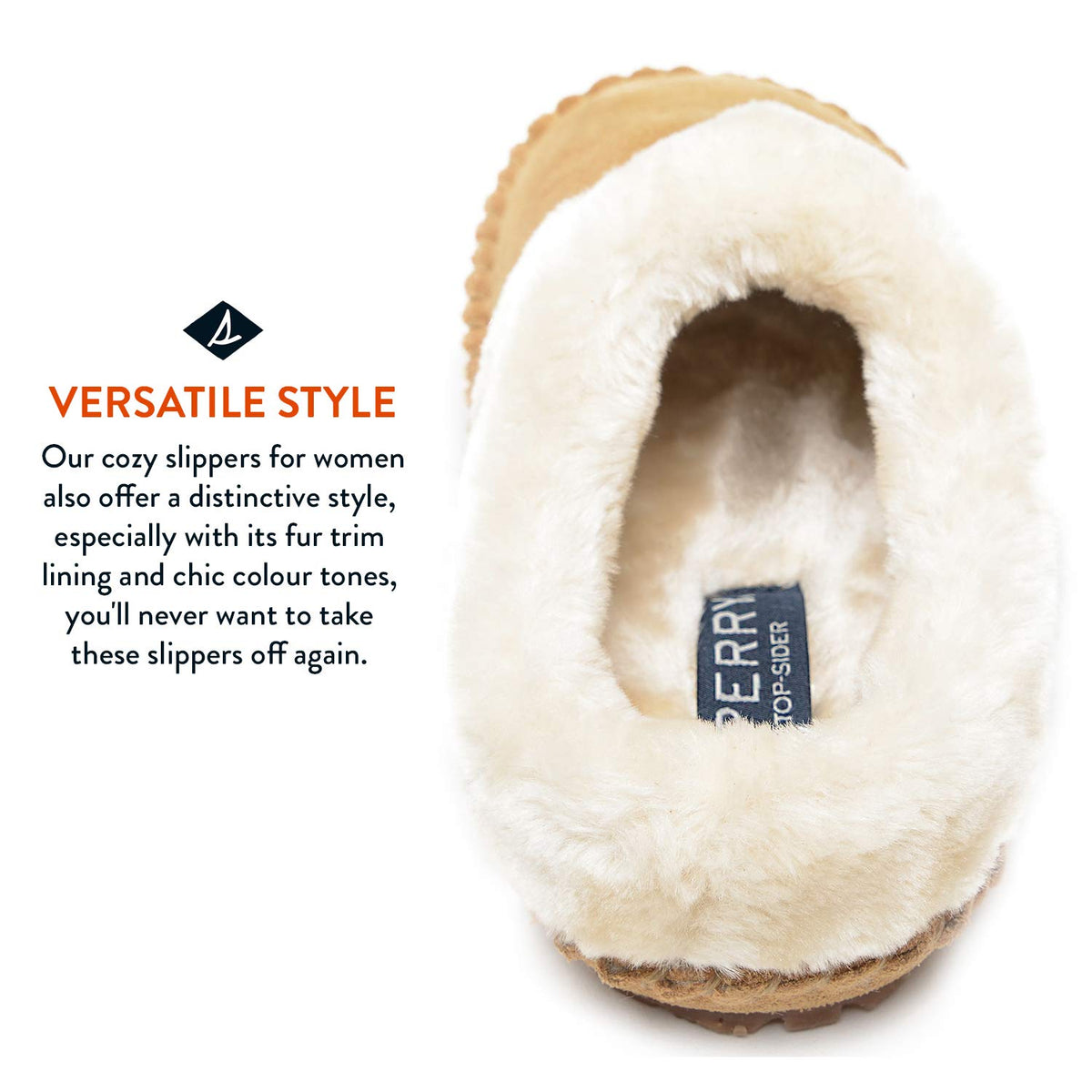 Sperry Women's Fur Trim Clog Slipper, 11, M, Cinnamon