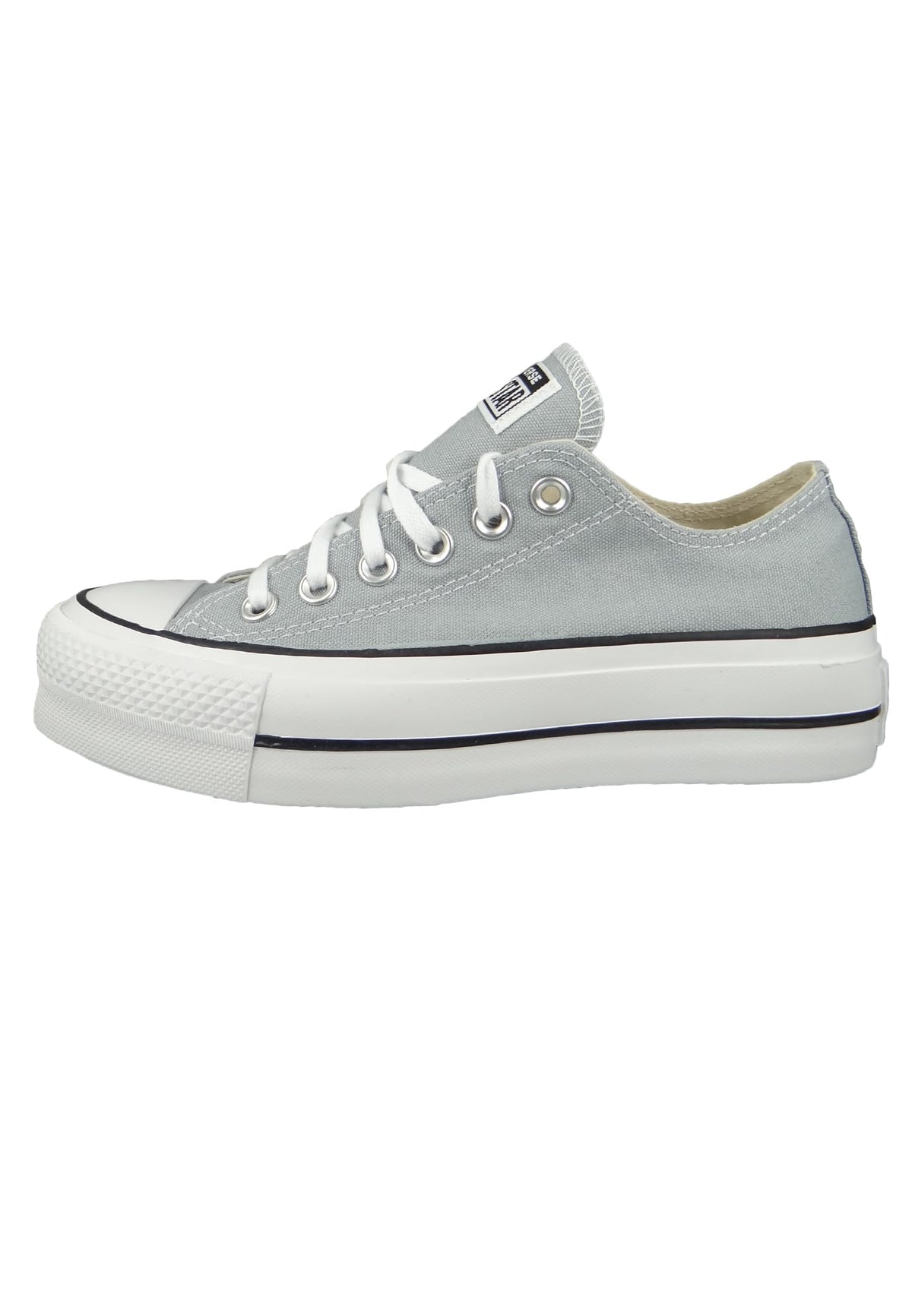 Converse Women's Seasonal Colour Platform Chuck Taylor All Star Low Top Wolf Grey/White/Black Womens 9