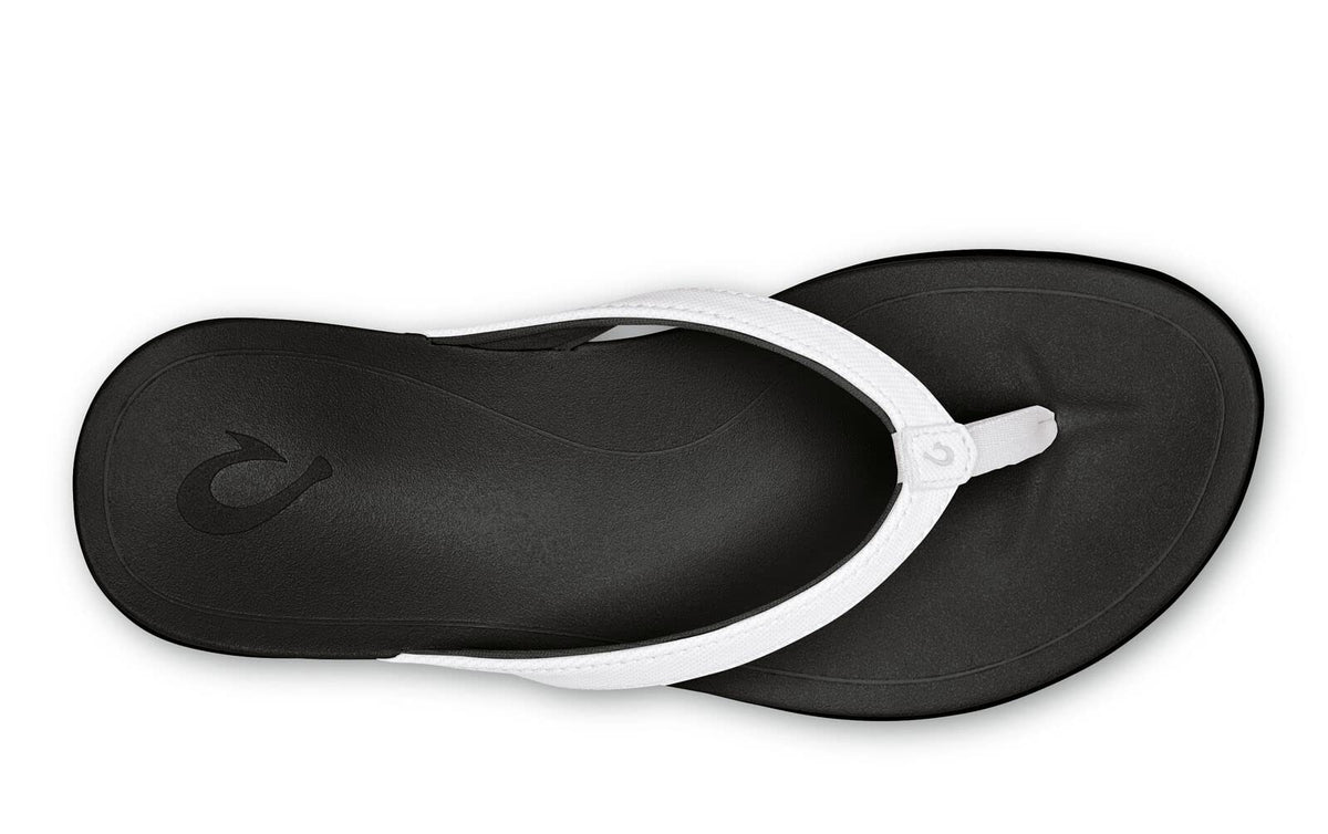 OLUKAI Ho'opio Women's Beach Sandals, Quick-Dry Flip-Flop Slides, Clean & Minimal Aesthetic, Water Resistant & Enhanced Traction, All-Day Comfort, White/Onyx, 11