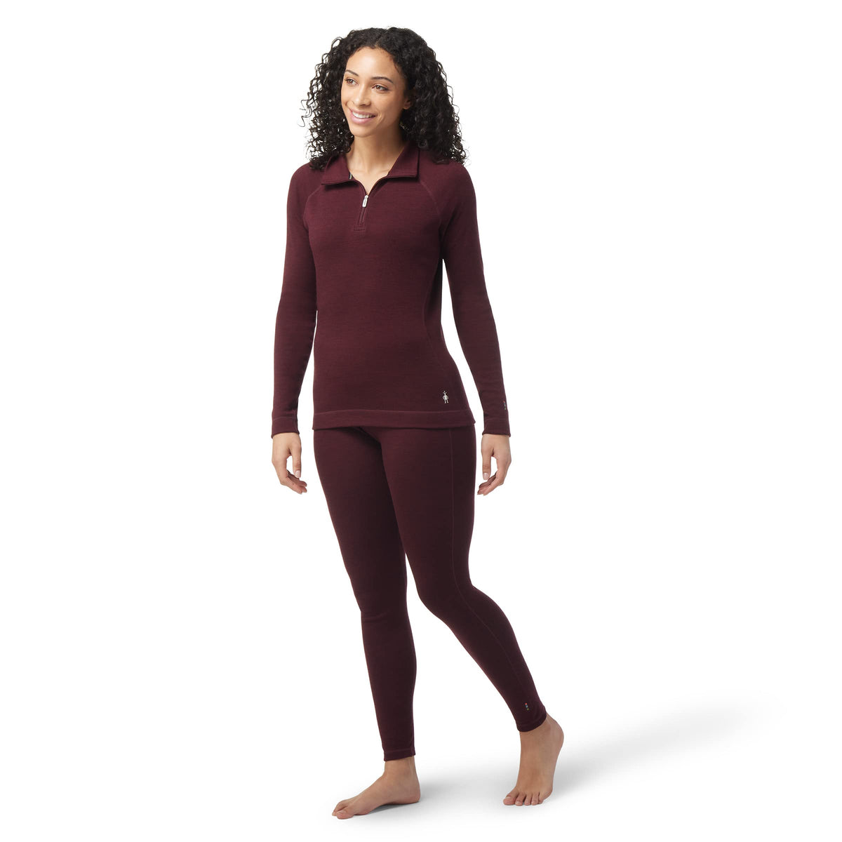 Smartwool Women's Classic Thermal Merino Base Layer 1/4 Zip Black Cherry Heather Xs