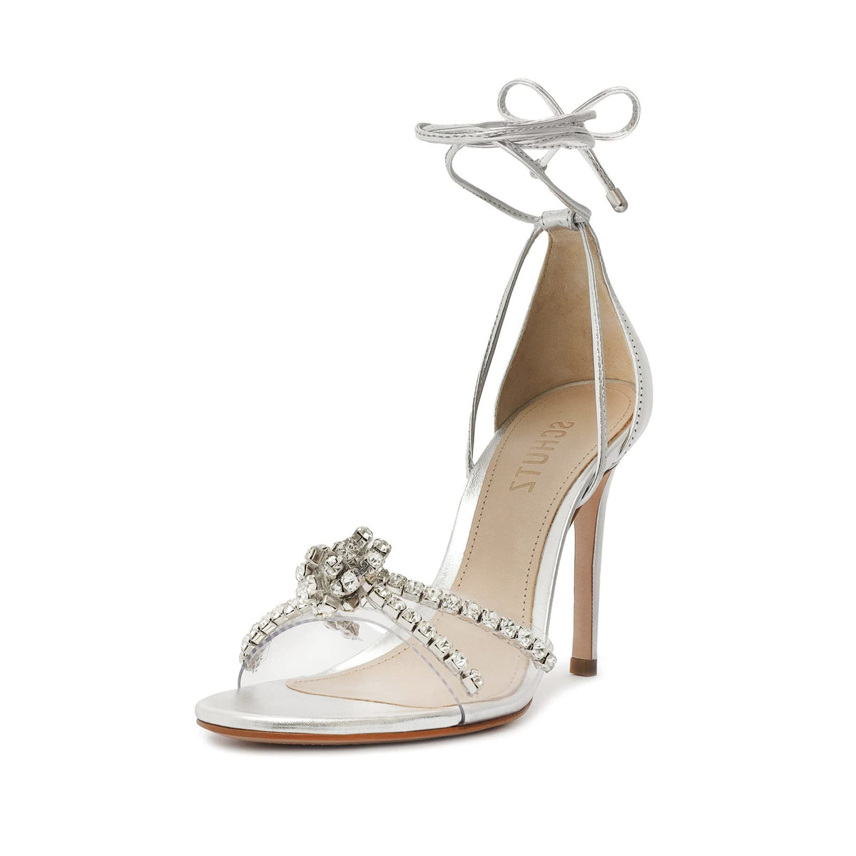 SCHUTZ Womens Jayda Studded Leather Heels Silver 9 Medium (B,M)