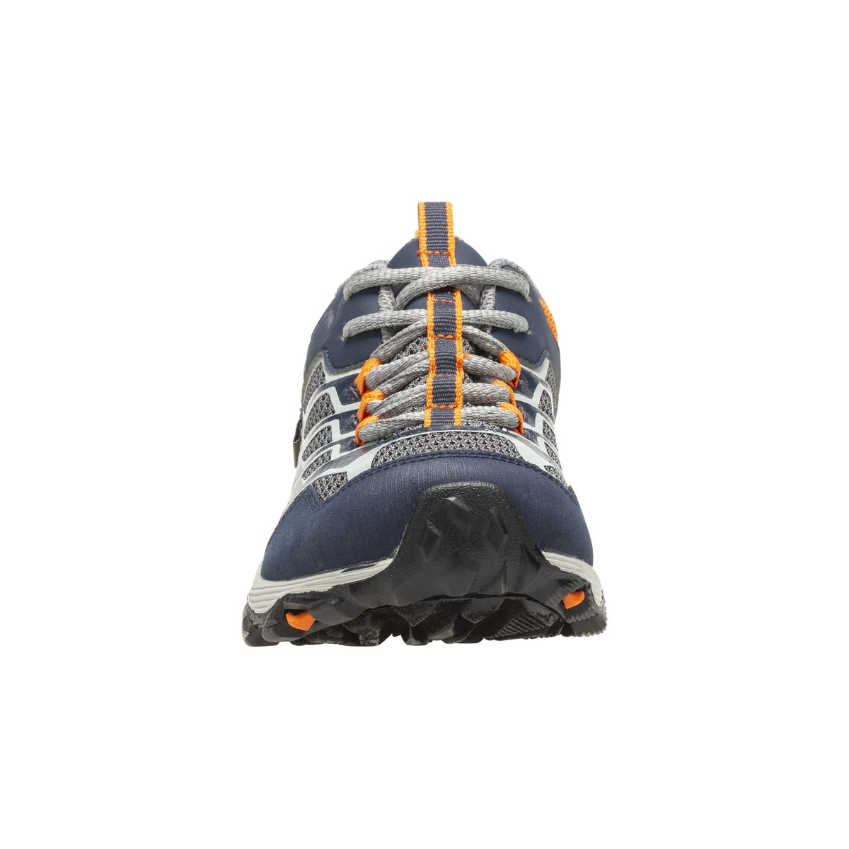 Merrell Moab FST Low Waterproof Hiking Sneaker, Navy/Grey/Orange, 11.5 Wide US Unisex Big_Kid