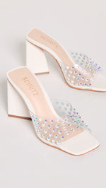 SCHUTZ Women's Lizah Crystal Sandals 9 Pearl