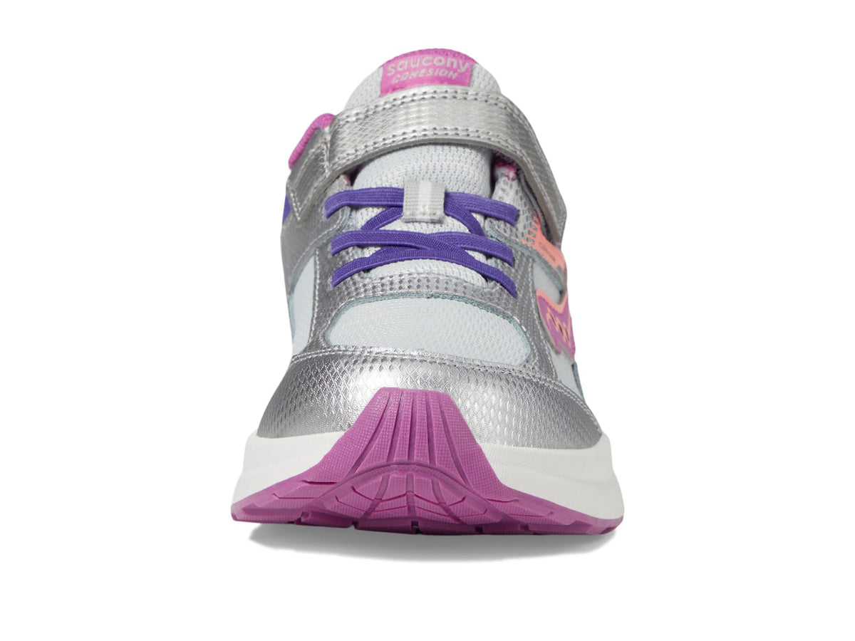 Saucony Kids Cohesion KDZ A/C Sneakers for Kids – Leather and Mesh Upper – PET Textile – EVA Footbed Purple/Silver/Pink 4.5 Big Kid M