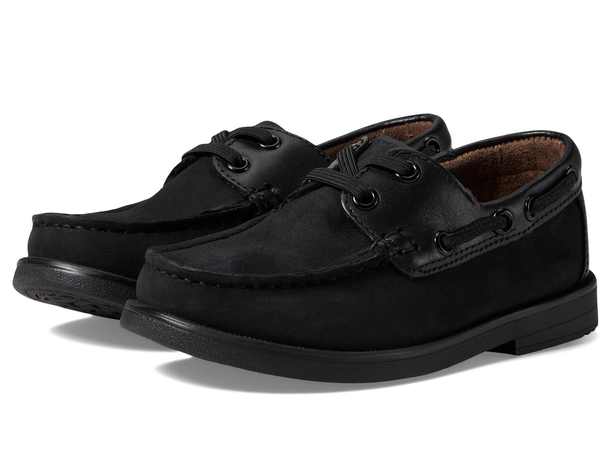 Florsheim Boy's Croquet Jr Moc Toe Boat Shoe (Toddler/Little Kid/Big Kid) Black Nubuck 1 Medium