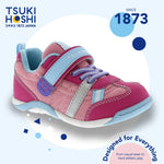 TSUKIHOSHI 1521 KAZ Strap-Closure Machine-Washable Child Sneaker Shoe with Wide Toe Box and Slip-Resistant, Non-Marking Outsole - For Toddlers and Little Kids, Ages 1-8 7.5 Toddler Fuchsia/Light Blue