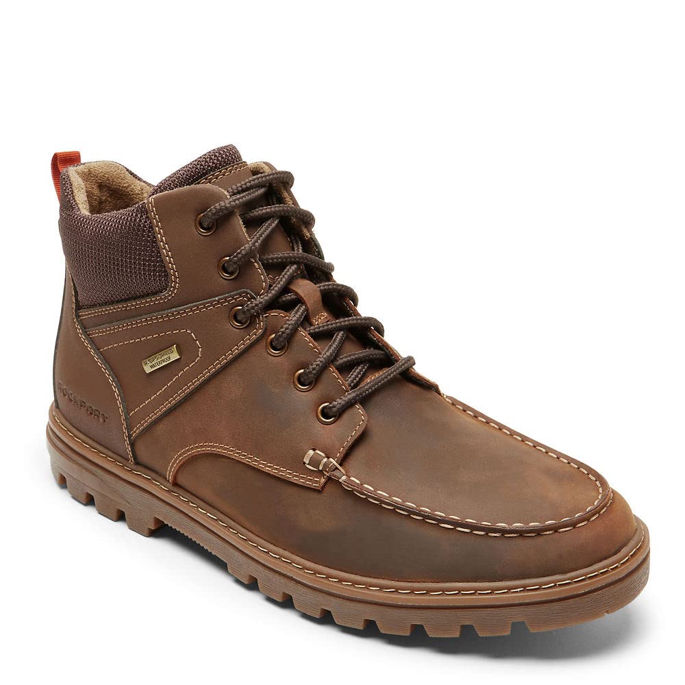 Rockport Men's Weather Ready Moc Toe Boot Hiking, New TAN Leather/Suede, 6.5 Wide