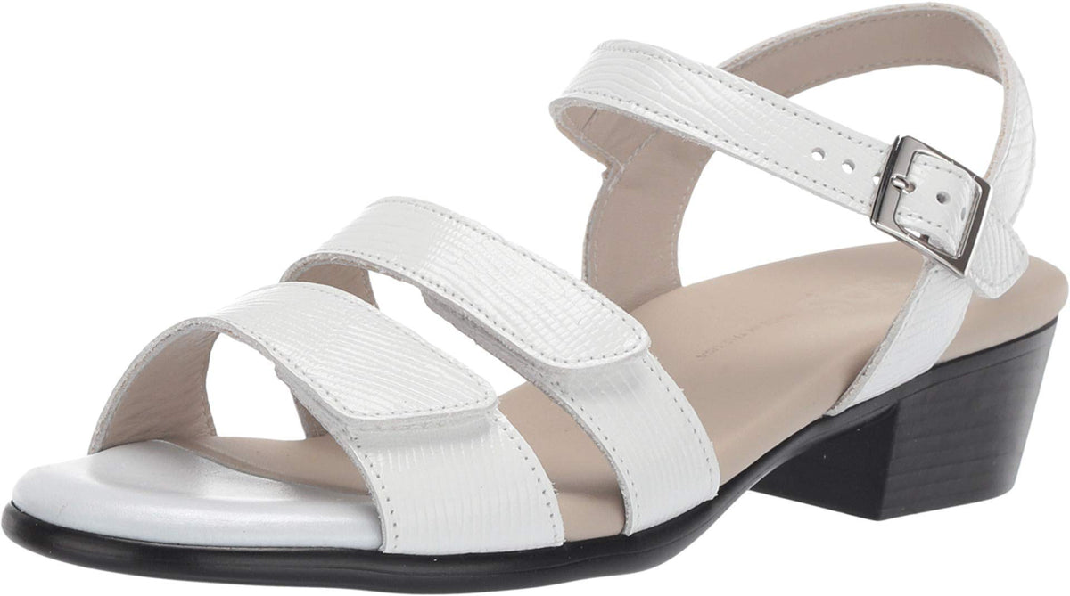 SAS Savanna Adjustable Heeled Sandal White Lizard 12 N - Narrow (AA)