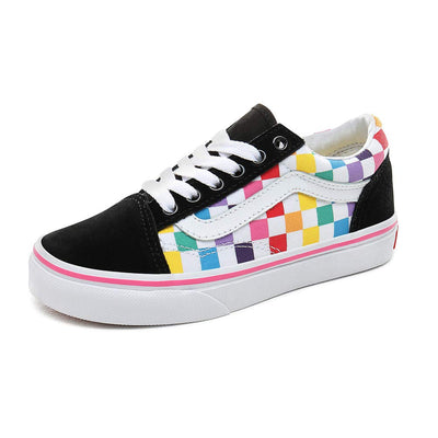 Vans Old Skool (Checker) Rainbow/White Youth 13.5