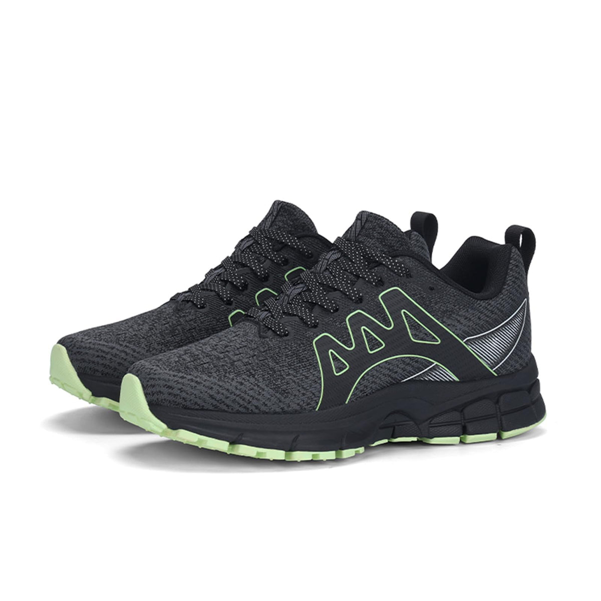 Sadmon Men's Trail Running Shoes - Breathable, Slip-Resistant Hiking Sneaker with Arch Support and Shock Absorption 43 Black/Green