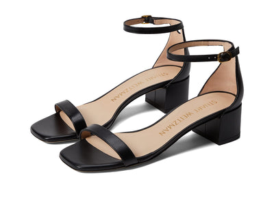 Stuart Weitzman Womens Nudistcurve 35 Block Sandal Black 7.5 B
