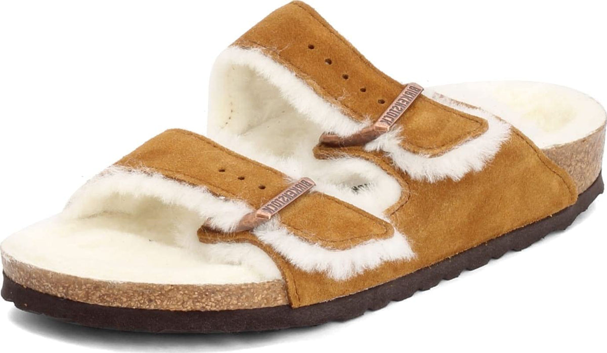 Birkenstock Women's Arizona Shearling Sandals, Mink, Tan, 10 Medium US