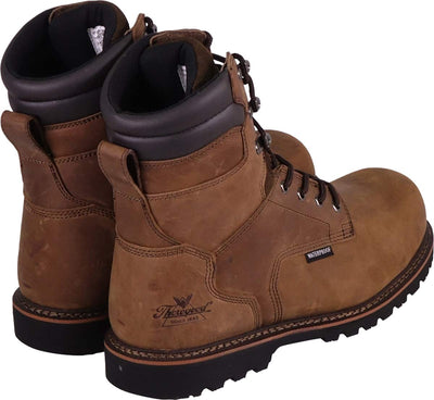 Thorogood V-Series 8” Waterproof Composite Toe Work Boots for Men - Premium Leather with Goodyear Storm Welt, Comfort Insole, and Chevron Traction Outsole; ASTM Rated, Brown Crazyhorse - 14 M US