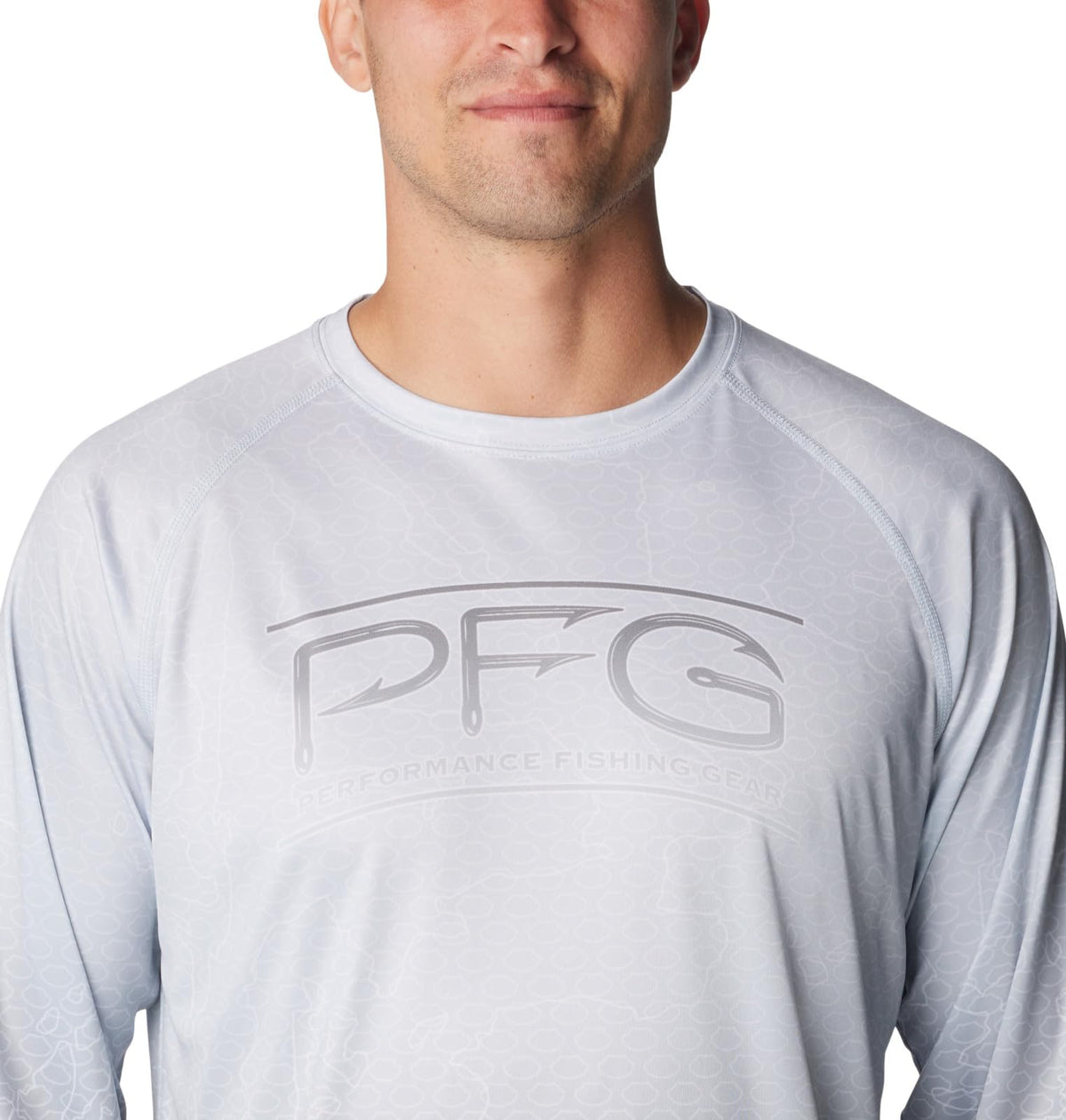 Columbia Men's Super Terminal Tackle PFG Super Fade Long Sleeve, Cirrus Grey Techcamo/Bathymetric Super Fade, Medium