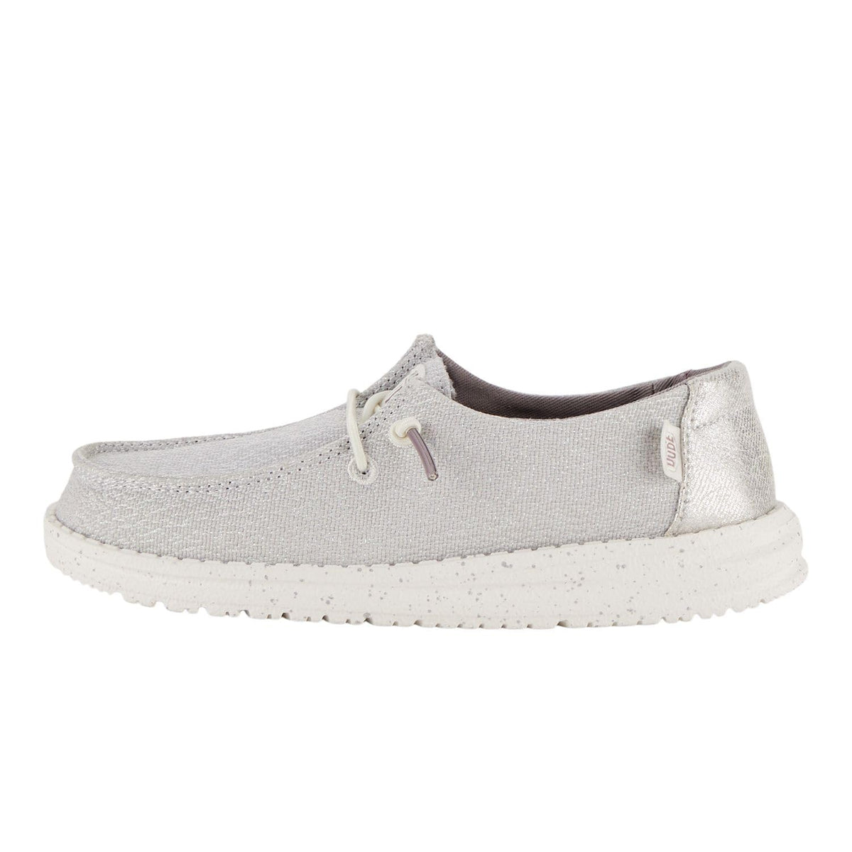 HEYDUDE Girl's Wendy Y Sugar Shine Silver Size 3 | Youth's Shoes | Youth Slip-on Loafers | Comfortable & Light-Weight
