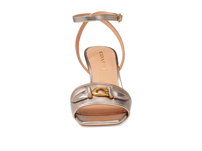Coach Kyra Metallic Leather Sandal Platinum Champagne 7 B (M)