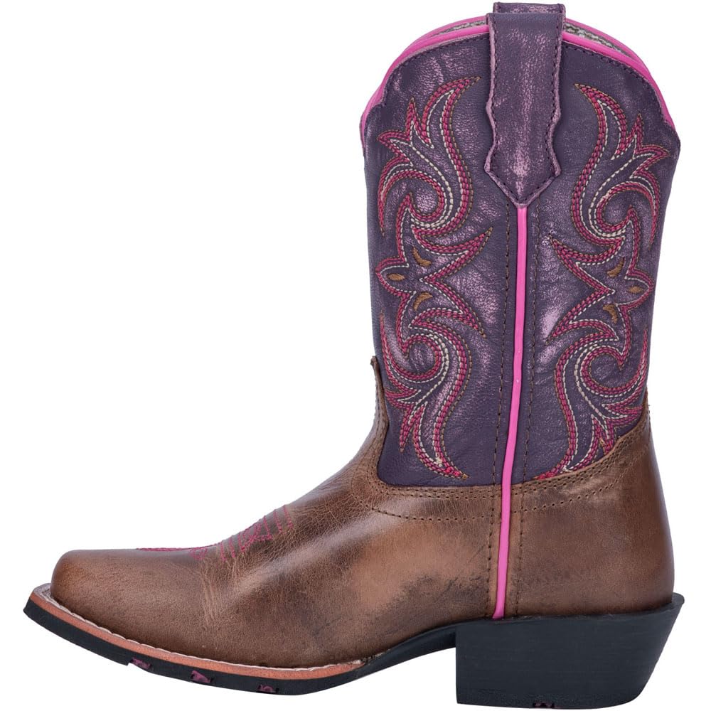 Dan Post Majesty (Toddler/Little Kid) Western Boot, Brown/Purple, 2 US Unisex