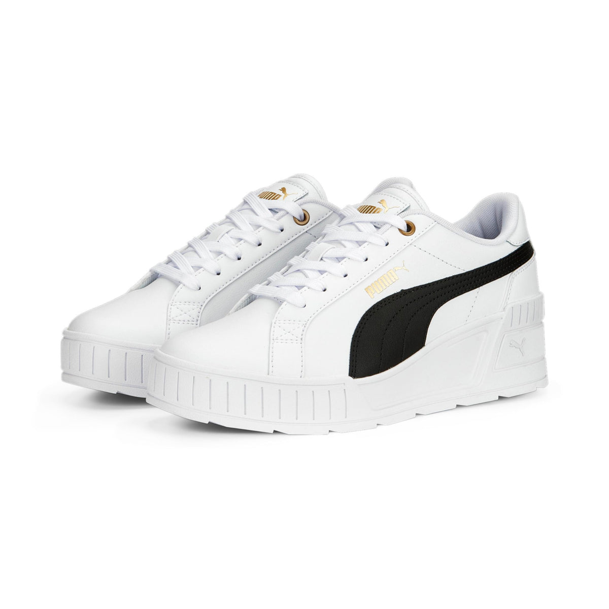PUMA Women's Karmen Wedge Sneaker 6.5 Puma White-puma Black-gold