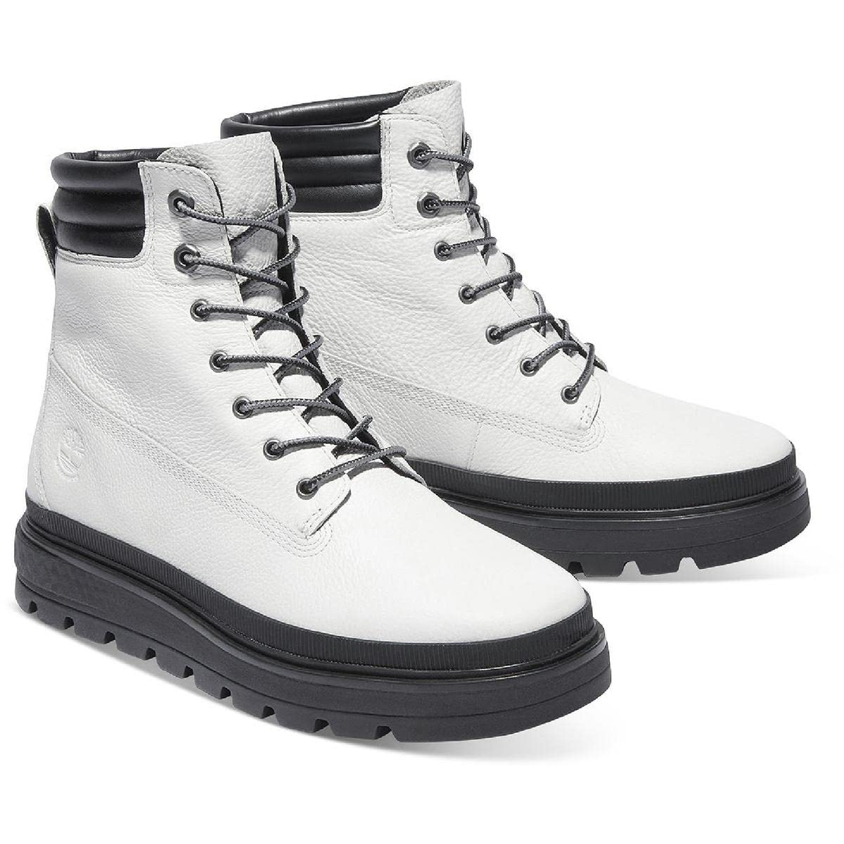 Timberland Womens Ray City Leather Ankle Boots White 9.5 Medium (B,M)