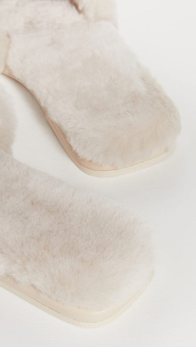 Tory Burch Women's Double T Shearling Slides, Natural/Dulce De Leche/Gold, 10 Medium US