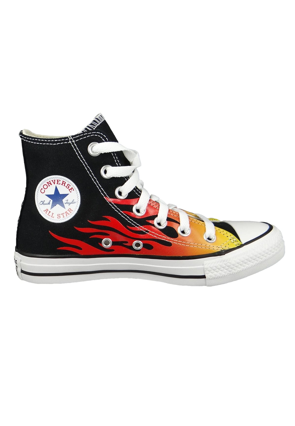 Converse CTAS HI Flame Man's Black Sportshoes 171130C, Nero Rosso Giallo, womens 8