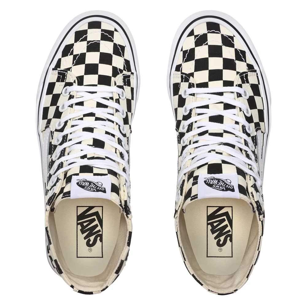 Vans Unisex Checkerboard Sk8 Hi Tapered Men/Women Skate Shoes, Black/White/Checkerboard, 7 Women/5.5 Men