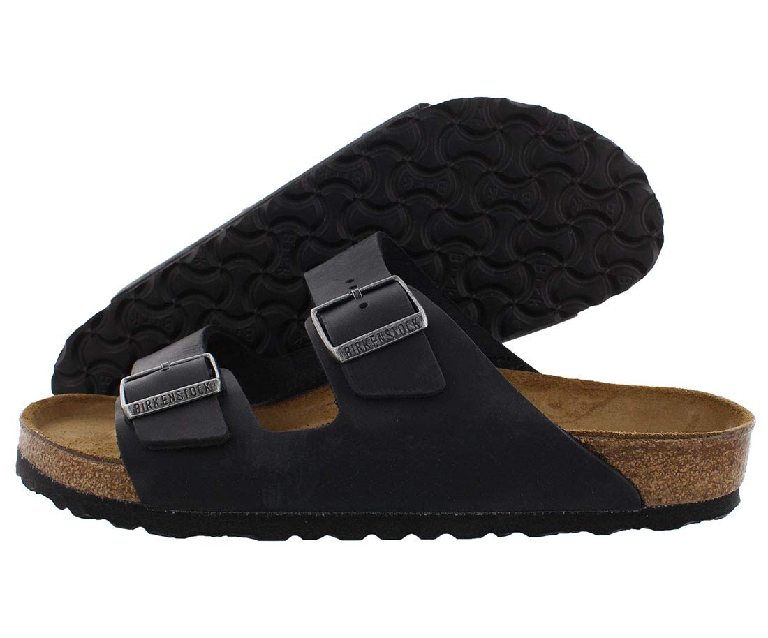 Birkenstock Men's Arizona Oiled Leather Sandals, Black, 12 US