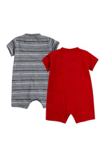 Nike Baby Boy Just Do It Romper 2 Piece Set (Carbon Heather(56H942-GEH)/Red, 0-3 Months, 0_Month)