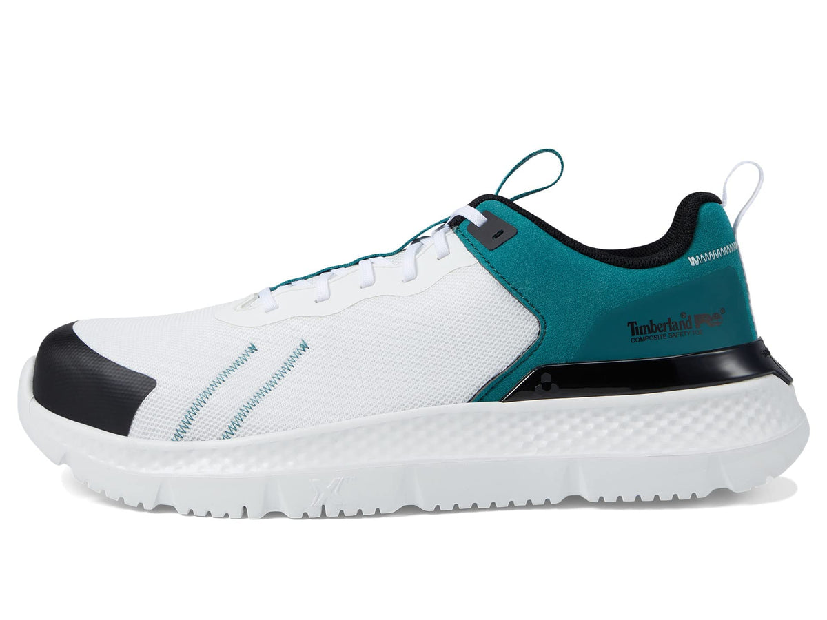 Timberland PRO® Setra Composite Safety Toe Shoes for Men – Cement Construction – Round Toe Silhouette White/Emerald 11 D - Medium