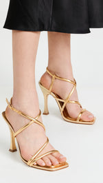 SCHUTZ Women's Lovi Sandals, Ouro/Ouro CLAR Orch, Gold, Metallic, 11 Medium US