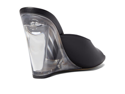Stuart Weitzman Womens Tia 100 Lucite Wedge Black 7 B