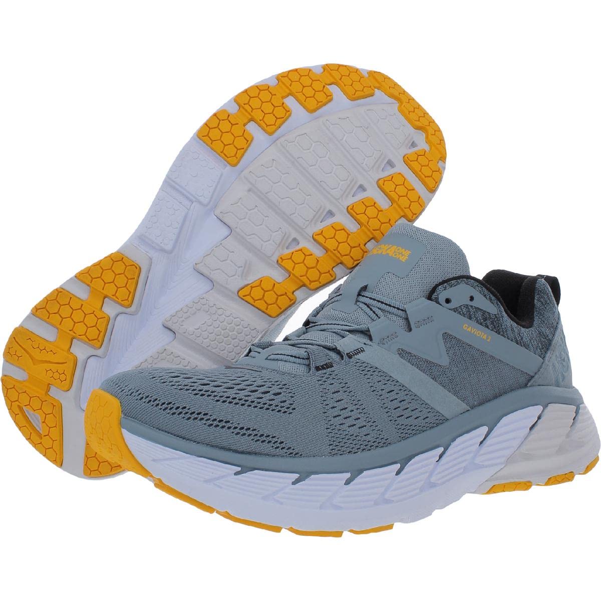 HOKA ONE ONE Mens Gaviota 2 Fitness Lace Up Running Shoes Gray 10.5 Medium (D)