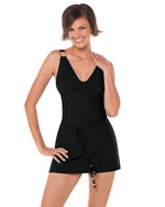 SPANX Women's Grecian Goddess Belted Shaping Swim Dress, Black (8)