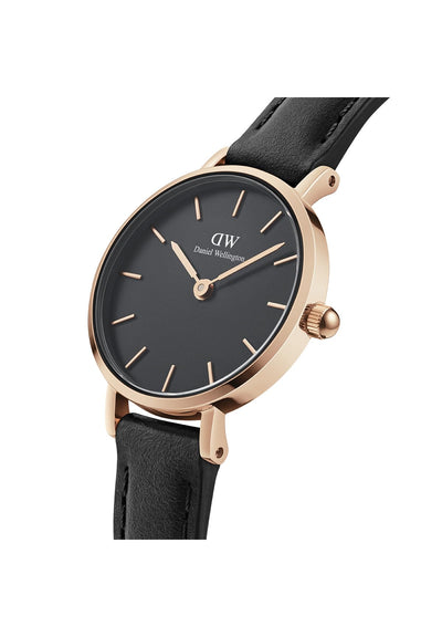 Daniel Wellington Petite Pressed Sheffield 24mm Women's Watch, Leather Rose Gold Watch for Women